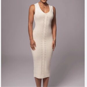 NWT JLUXLABEL Ivory Knit Cable Midi Dress Sz XS